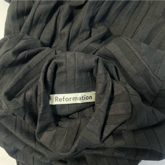 Reformation Sz XS Libra Ribbed Knit Dress Long Sleeve Black - Picture 6 of 7
